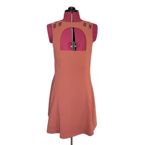 Free People Baby Love Rust Red Trapeze Open Back Minidress sz S - Picture 3 of 8